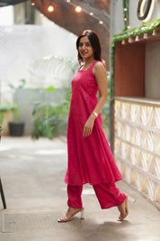 Pink Designer Co-Ord Set for Women Elegant Flared Ethnic Outfit