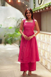 Pink Designer Co-Ord Set for Women Elegant Flared Ethnic Outfit