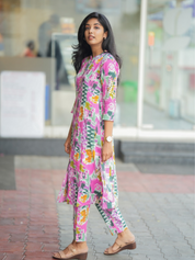 Candy Ikat Co-Ord Set for Women Multicolor Printed Ethnic Wear
