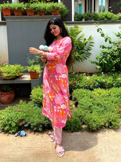 Hand Work sky blue Color Silk Jardoshi Work gown for girls