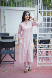 Pink Striped Cotton Kurta Pant Set for Women Minimal Everyday Ethnic Wear