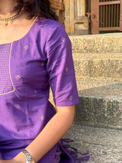 Royal Purple Kurta Set with Woven Dupatta for Women Elegant Festive Ethnic Wear