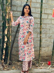 TheHandStitch Floral Printed Cotton Kurti Set for Women Elegant Daily Wear Ethnic Outfit