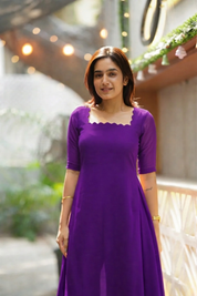 Purple Sleeveless Kurta Set for Women Elegant Solid Ethnic Co Ord Set