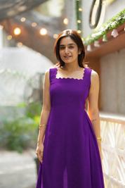 Purple Sleeveless Kurta Set for Women Elegant Solid Ethnic Co Ord Set