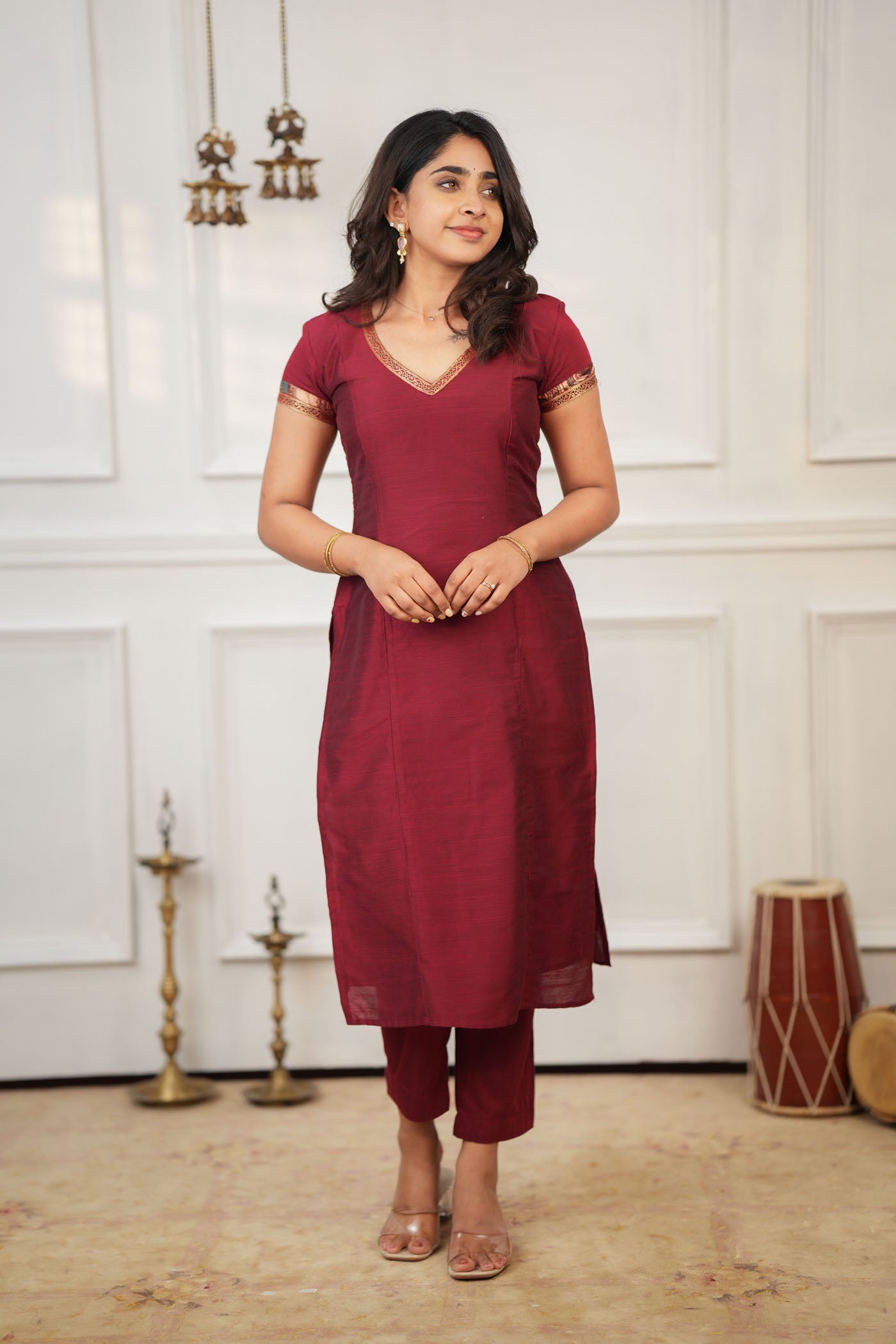 TheHandStitch Maroon Designer Kurta Set for Women with Printed Dupatta Festive Ethnic Wear