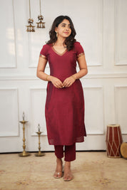 TheHandStitch Maroon Designer Kurta Set for Women with Printed Dupatta Festive Ethnic Wear