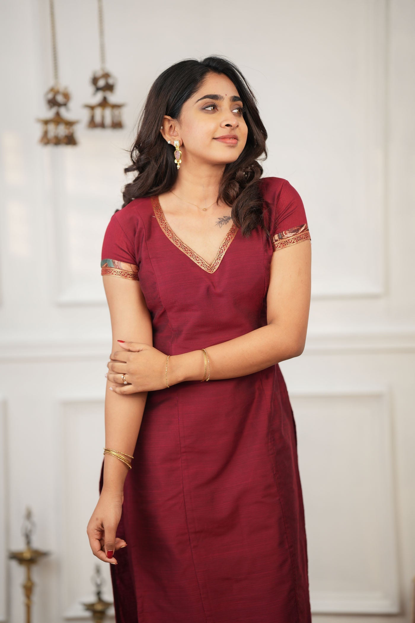 TheHandStitch Maroon Designer Kurta Set for Women with Printed Dupatta Festive Ethnic Wear
