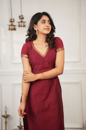 TheHandStitch Maroon Designer Kurta Set for Women with Printed Dupatta Festive Ethnic Wear