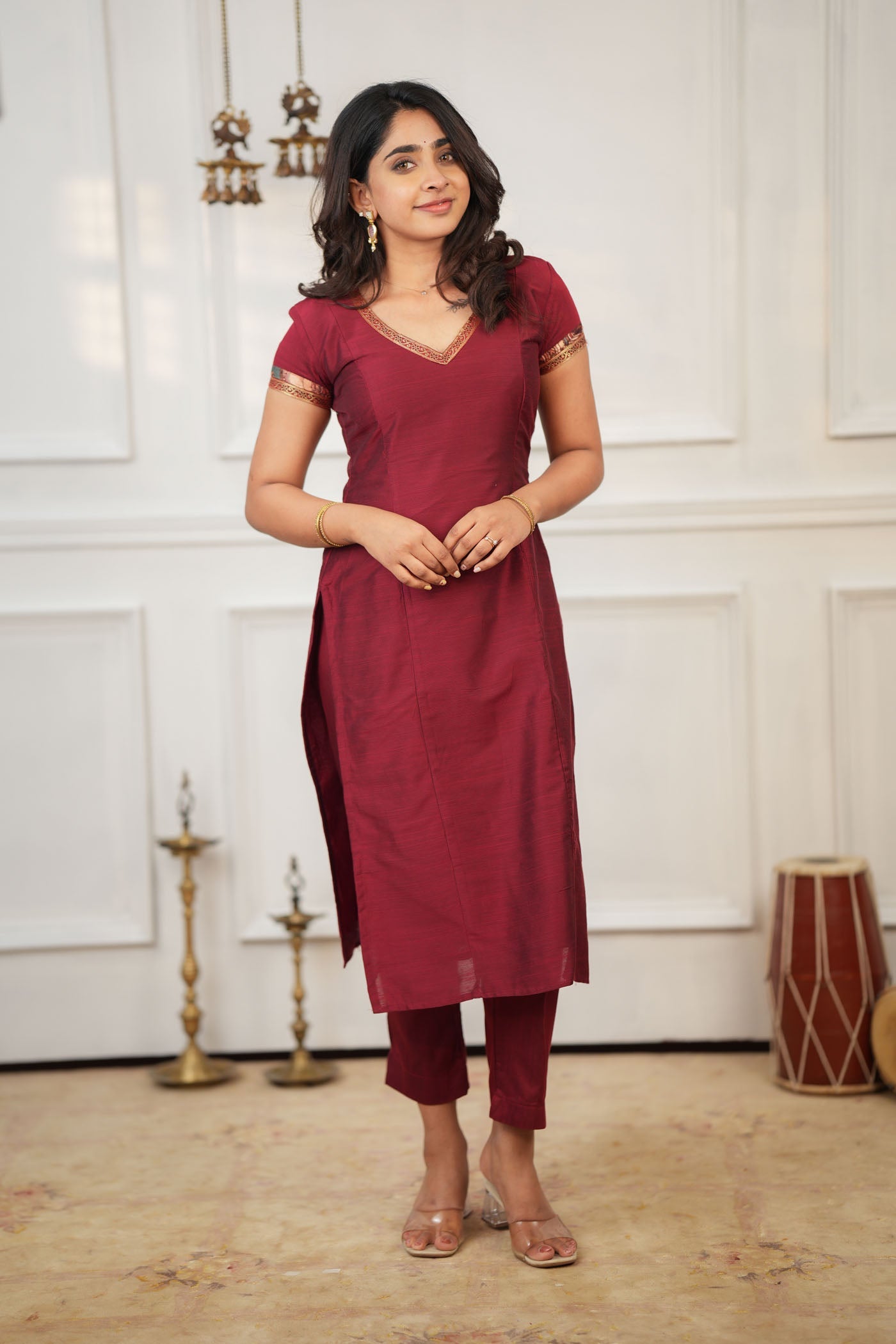TheHandStitch Maroon Designer Kurta Set for Women with Printed Dupatta Festive Ethnic Wear