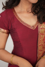 TheHandStitch Maroon Designer Kurta Set for Women with Printed Dupatta Festive Ethnic Wear
