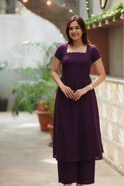 Plum Purple Co Ord Set for Women Elegant Minimal Ethnic Fusion Outfit