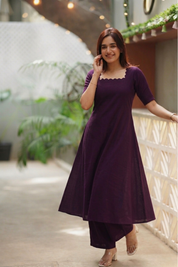 Plum Purple Co Ord Set for Women Elegant Minimal Ethnic Fusion Outfit