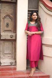 Pink Silk Kurta Set for Women Elegant Ethnic Straight Fit Suit