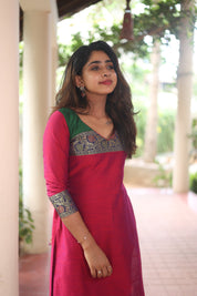 Pink Silk Kurta Set for Women Elegant Ethnic Straight Fit Suit