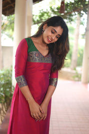 Pink Silk Kurta Set for Women Elegant Ethnic Straight Fit Suit