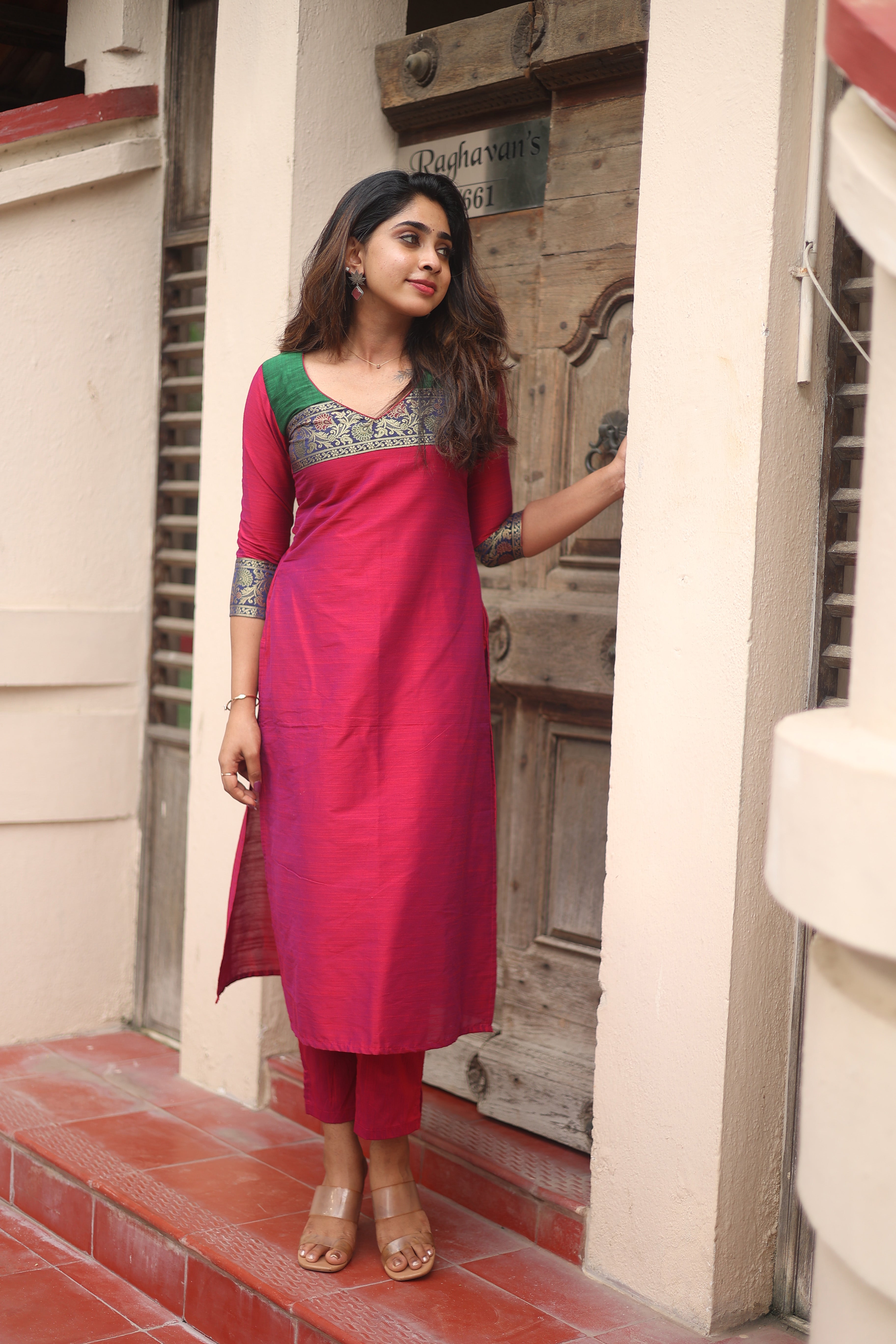 Pink Silk Kurta Set for Women Elegant Ethnic Straight Fit Suit