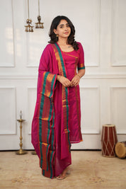 Women Floral Pink Hand Work Kurta Set In Low Rate