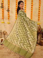 Olive Green Festive Kurta Set with Woven Dupatta for Women Traditional Ethnic Wear