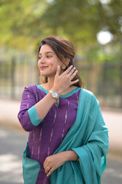 Purple Cotton Kurta Set for Women Elegant Ethnic Wear with Aqua Dupatta