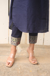 Navy Blue Ethnic Kurta Set for Women Elegant Straight Fit Traditional Outfit