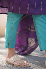 Purple Cotton Kurta Set for Women Elegant Ethnic Wear with Aqua Dupatta