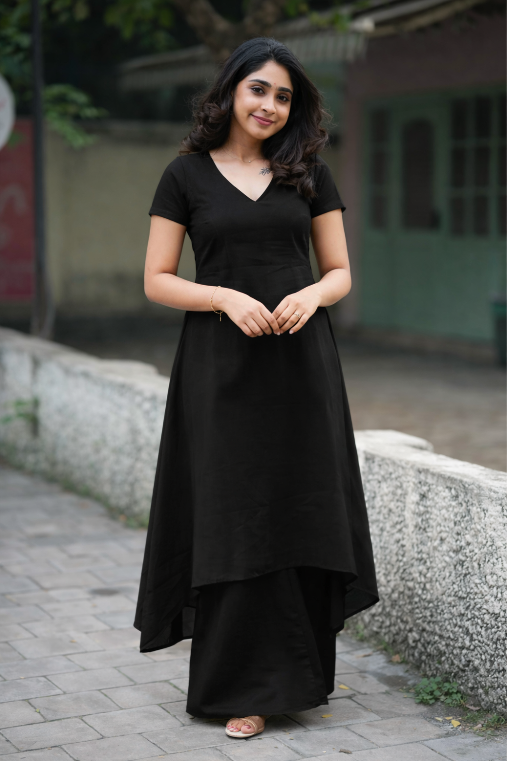Black Flared Kurta Set for Women Elegant Designer Ethnic Wear