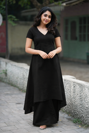 Black Flared Kurta Set for Women Elegant Designer Ethnic Wear