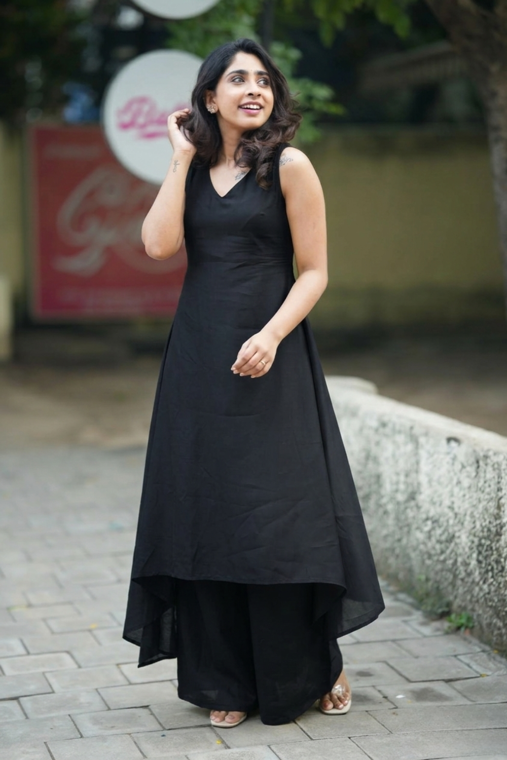 Black Flared Kurta Set for Women Elegant Designer Ethnic Wear