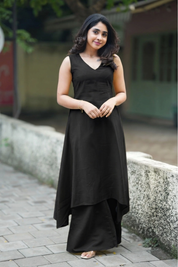 Black Flared Kurta Set for Women Elegant Designer Ethnic Wear