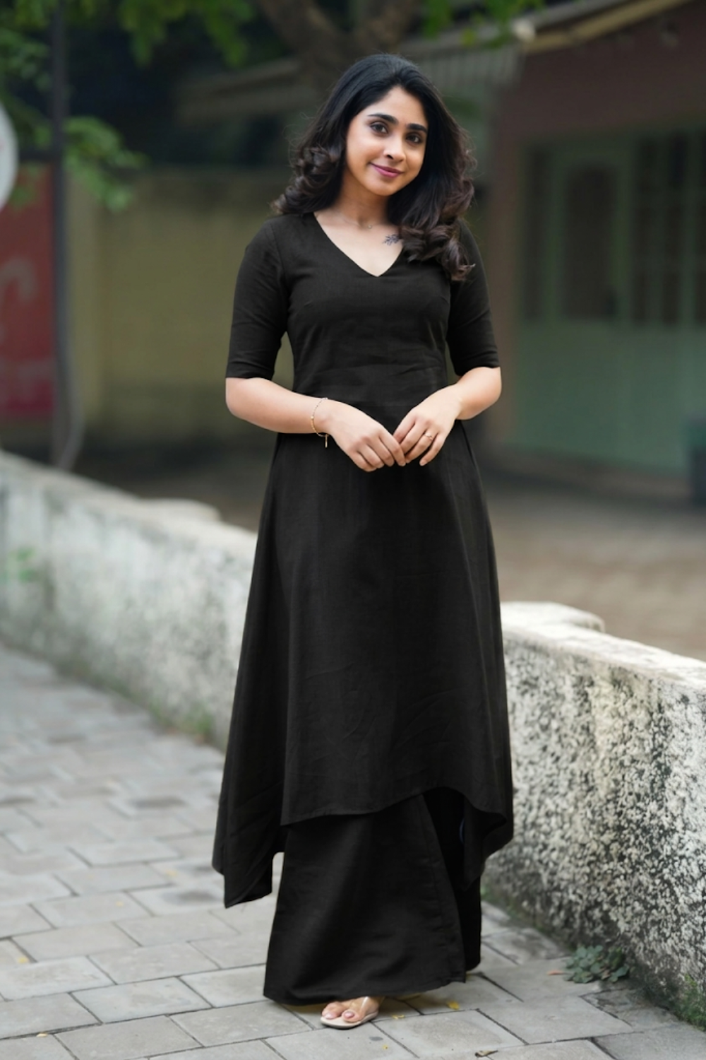 Black Flared Kurta Set for Women Elegant Designer Ethnic Wear
