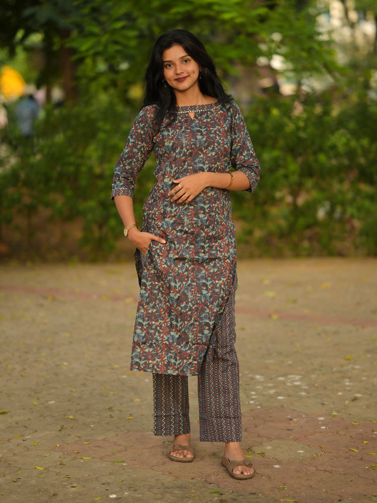 Multicolor Printed Kurta Pant Set for Women Stylish Everyday Ethnic Wear