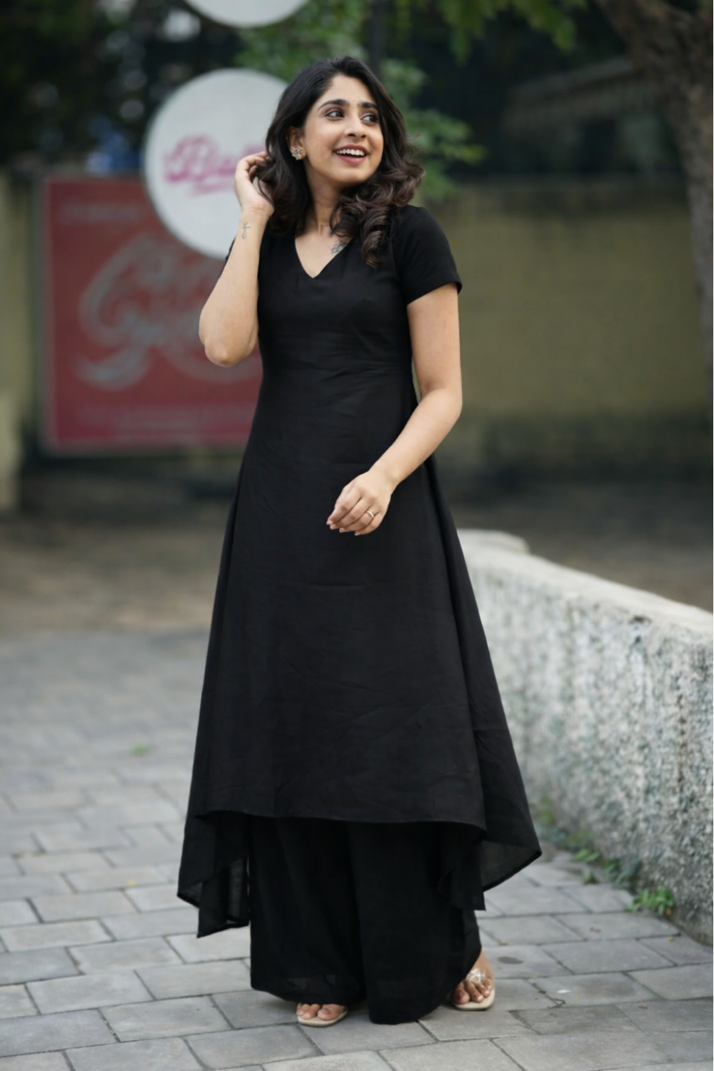 Black Flared Kurta Set for Women Elegant Designer Ethnic Wear