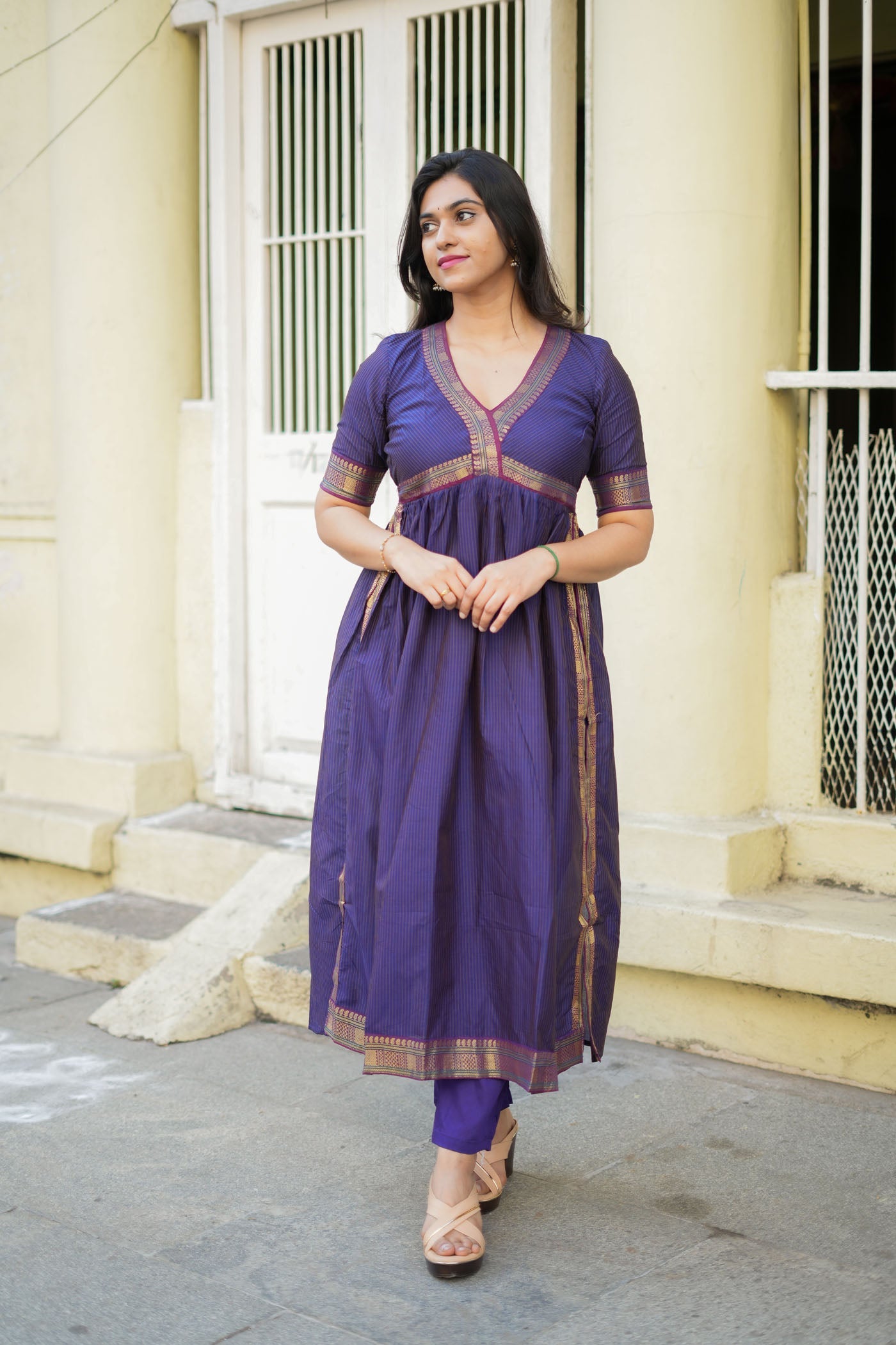 Purple Anarkali Kurta Set for Women Elegant Festive Ethnic Wear