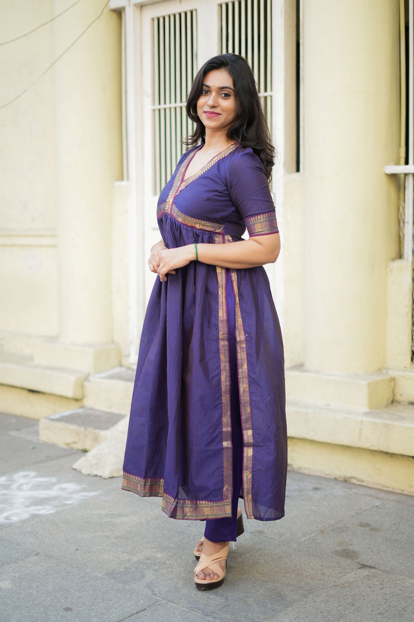 Purple Anarkali Kurta Set for Women Elegant Festive Ethnic Wear