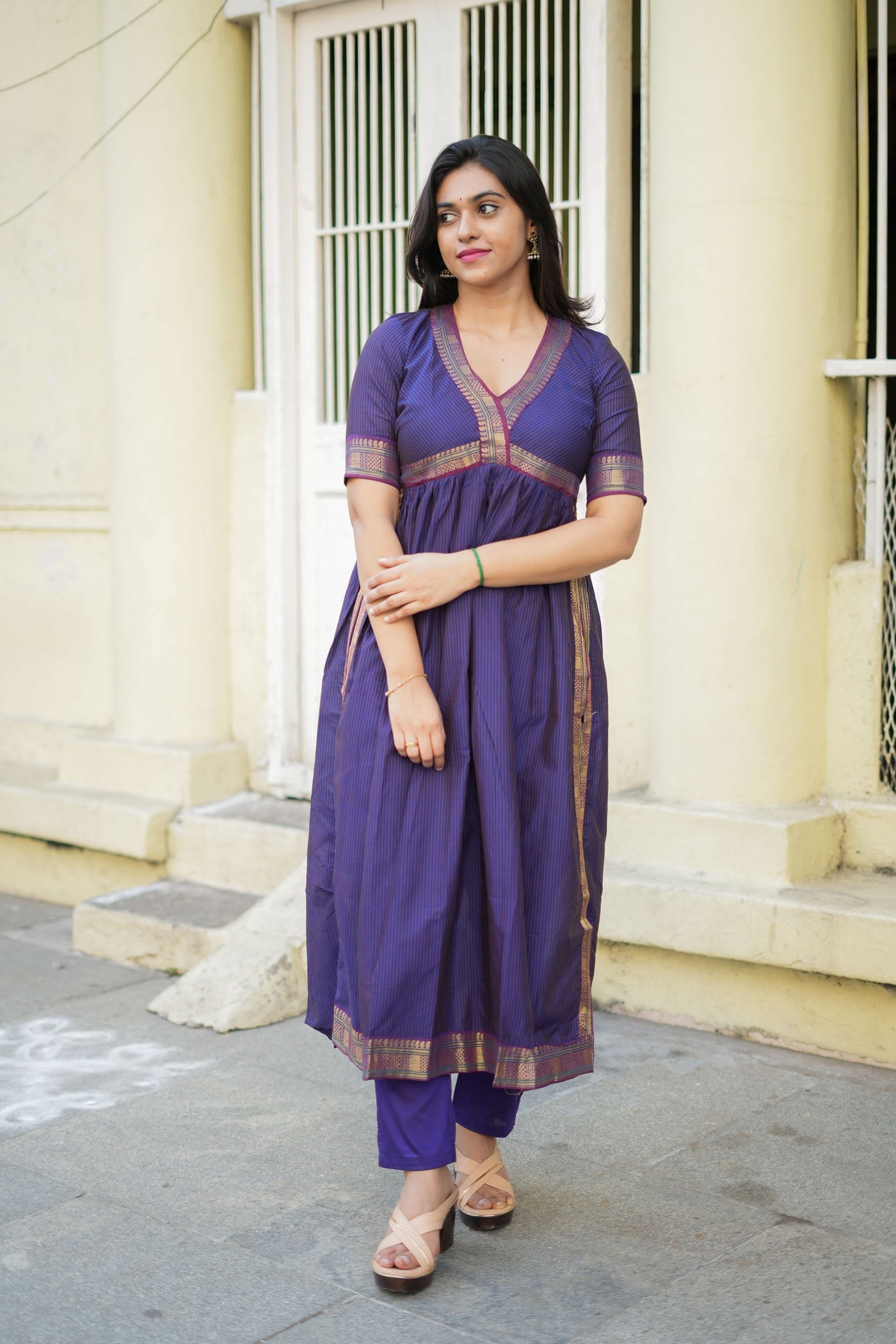 Purple Anarkali Kurta Set for Women Elegant Festive Ethnic Wear