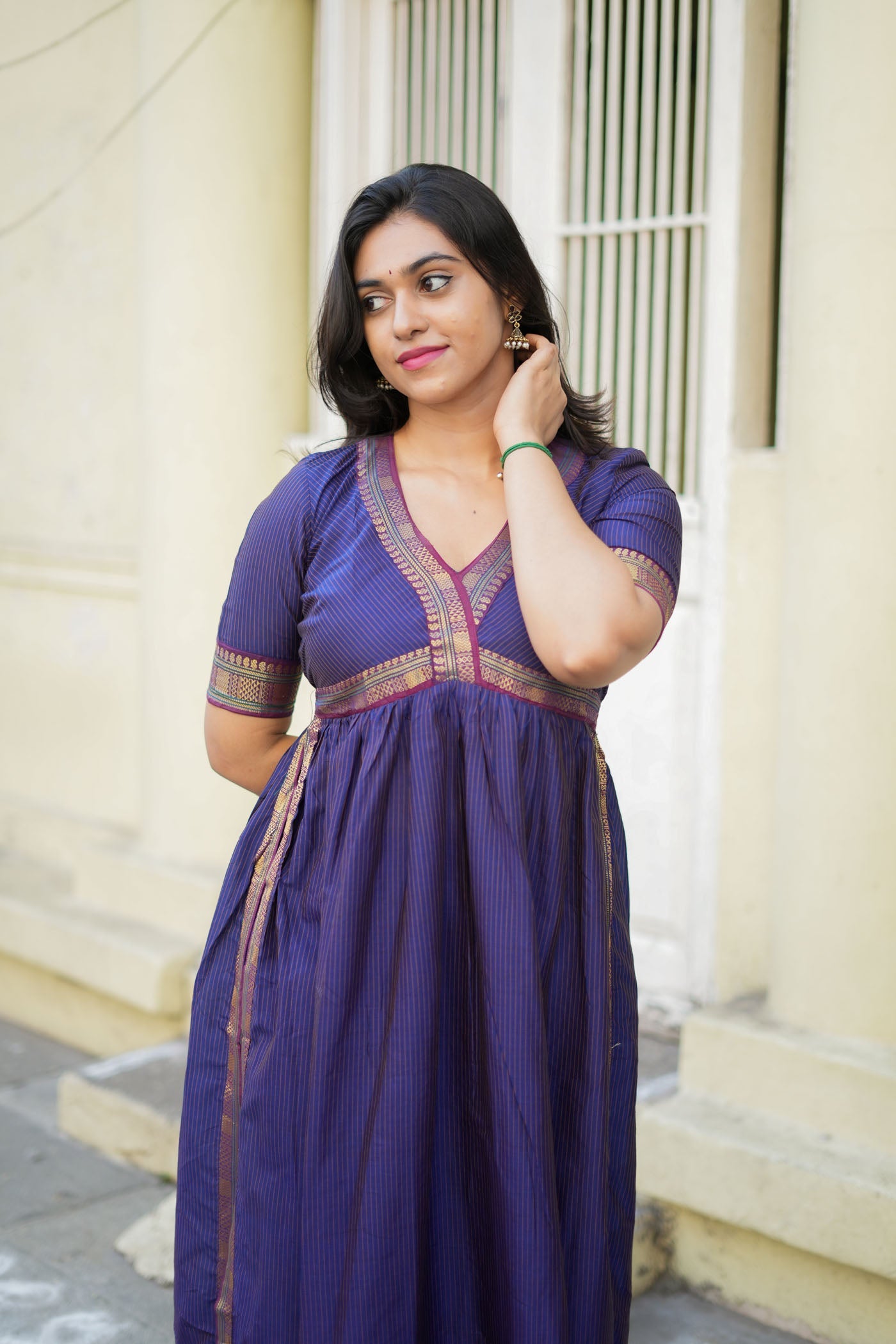 Purple Anarkali Kurta Set for Women Elegant Festive Ethnic Wear
