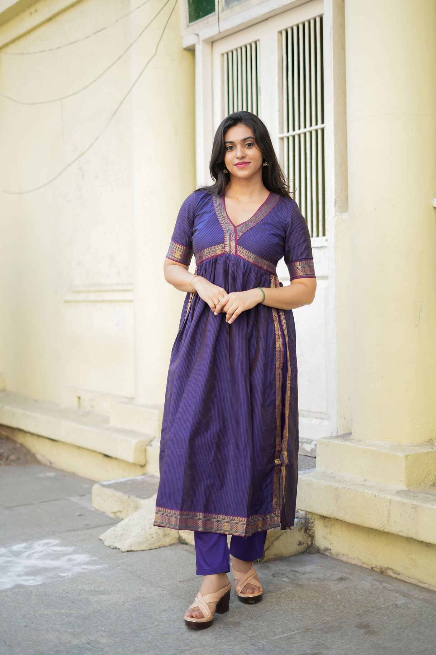 Purple Anarkali Kurta Set for Women Elegant Festive Ethnic Wear
