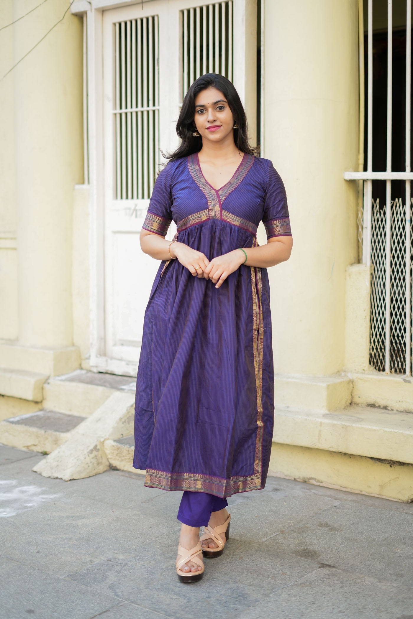 Purple Anarkali Kurta Set for Women Elegant Festive Ethnic Wear