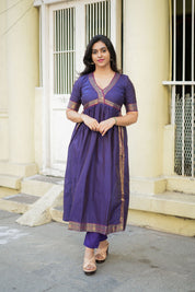 Purple Anarkali Kurta Set for Women Elegant Festive Ethnic Wear