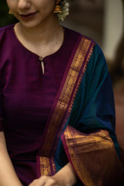 Purple Silk Kurta Set for Women Traditional Ethnic Suit with Contrast Dupatta