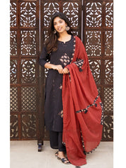 Noir Rust Ethnic Kurta Set for Women Elegant Black Kurta with Dupatta