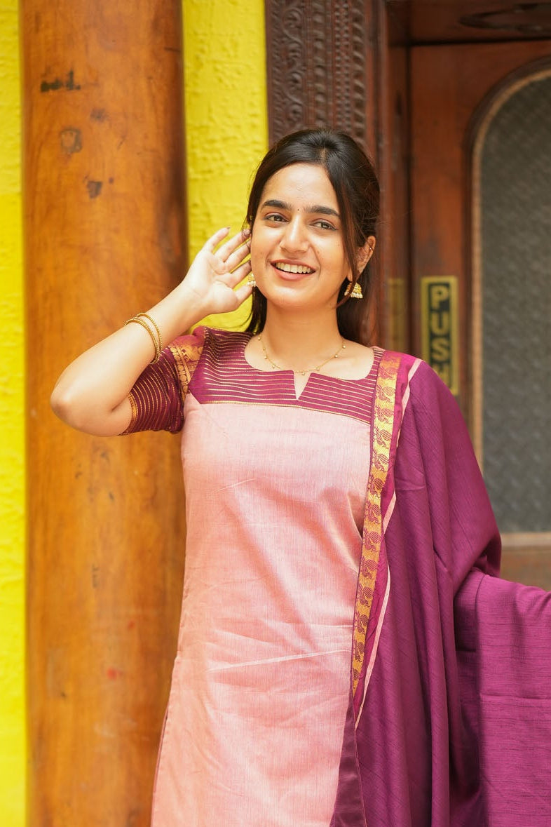 Pink & Purple Designer Kurta Set for Women Festive Ethnic Wear with Elegant Dupatta
