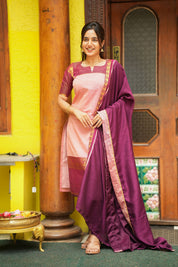Pink & Purple Designer Kurta Set for Women Festive Ethnic Wear with Elegant Dupatta