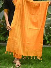 Black & Mustard Cotton Kurta Pant Dupatta Set for Women Elegant Ethnic Wear