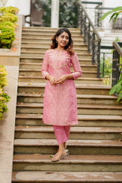 Pink Cotton Kurta Set for Women Elegant Casual & Festive Ethnic Wear