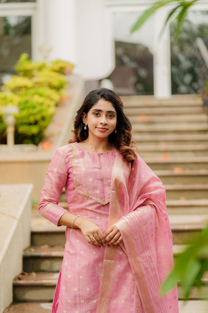 Pink Cotton Kurta Set for Women Elegant Casual & Festive Ethnic Wear