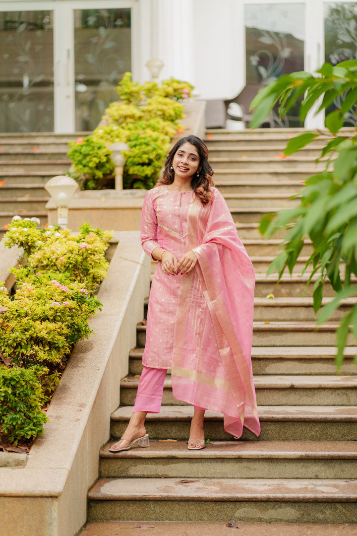 Pink Cotton Kurta Set for Women Elegant Casual & Festive Ethnic Wear