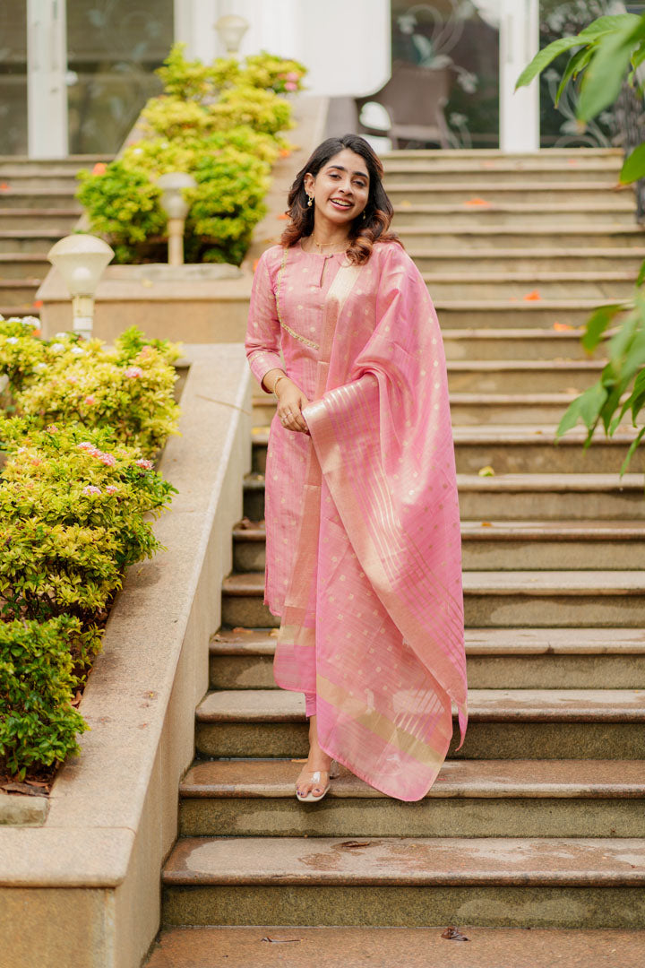 Pink Cotton Kurta Set for Women Elegant Casual & Festive Ethnic Wear