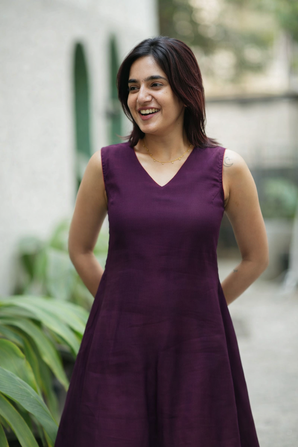 Wine Flared Kurta Set for Women Elegant Solid Ethnic Co Ord Outfit